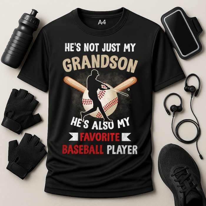 Funny Baseball Grandpa Grandson My Favorite Baseball Player Cooling Performance Crew T-Shirt
