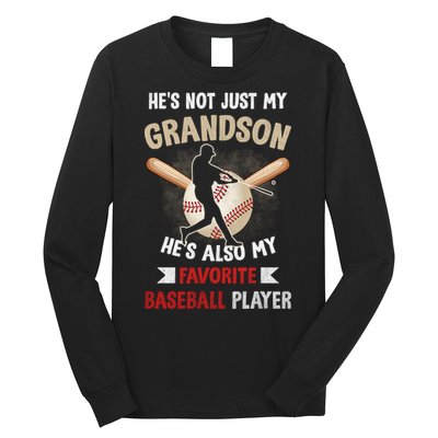 Funny Baseball Grandpa Grandson My Favorite Baseball Player Long Sleeve Shirt