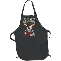 Funny Baseball Grandpa Grandson My Favorite Baseball Player Full-Length Apron With Pockets