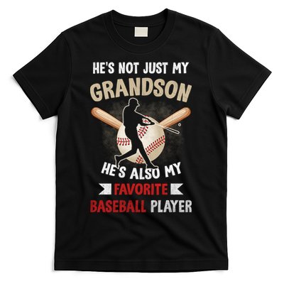 Funny Baseball Grandpa Grandson My Favorite Baseball Player T-Shirt