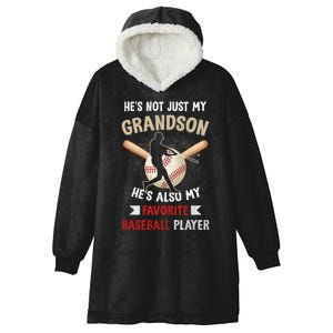 Funny Baseball Grandpa Grandson My Favorite Baseball Player Hooded Wearable Blanket