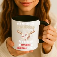 Funny Baseball Grandpa Grandson My Favorite Baseball Player Mug