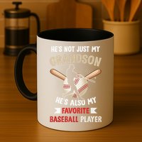 Funny Baseball Grandpa Grandson My Favorite Baseball Player Mug