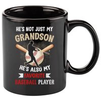 Funny Baseball Grandpa Grandson My Favorite Baseball Player 11oz C Handle Ceramic Mug