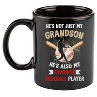 Funny Baseball Grandpa Grandson My Favorite Baseball Player 11oz C Handle Ceramic Mug