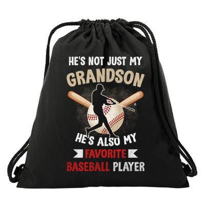 Funny Baseball Grandpa Grandson My Favorite Baseball Player Drawstring Bag
