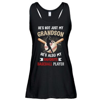 Funny Baseball Grandpa Grandson My Favorite Baseball Player Ladies Essential Flowy Tank