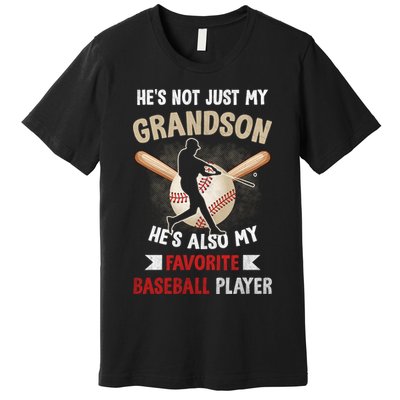 Funny Baseball Grandpa Grandson My Favorite Baseball Player Premium T-Shirt