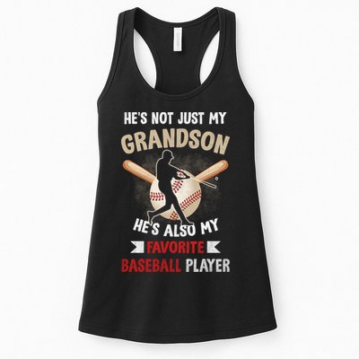 Funny Baseball Grandpa Grandson My Favorite Baseball Player Womens Tank Top