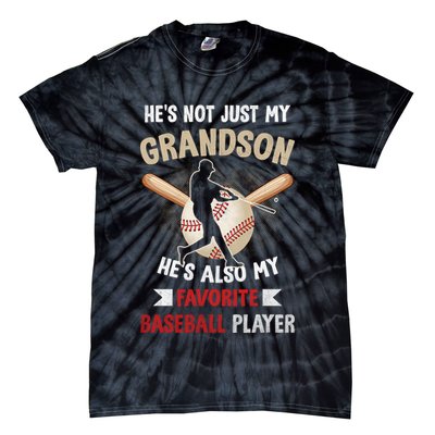 Funny Baseball Grandpa Grandson My Favorite Baseball Player Tie-Dye T-Shirt