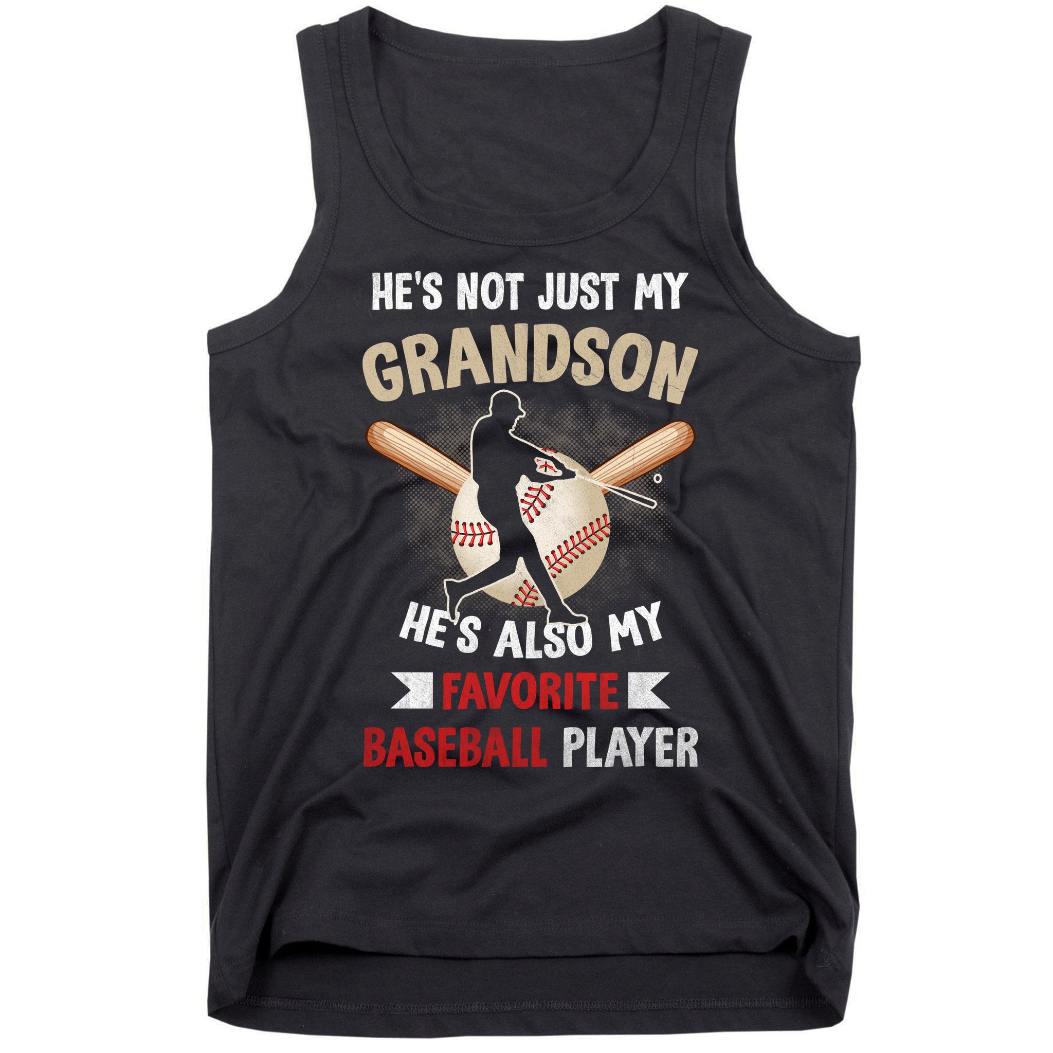 Funny Baseball Grandpa Grandson My Favorite Baseball Player Tank Top