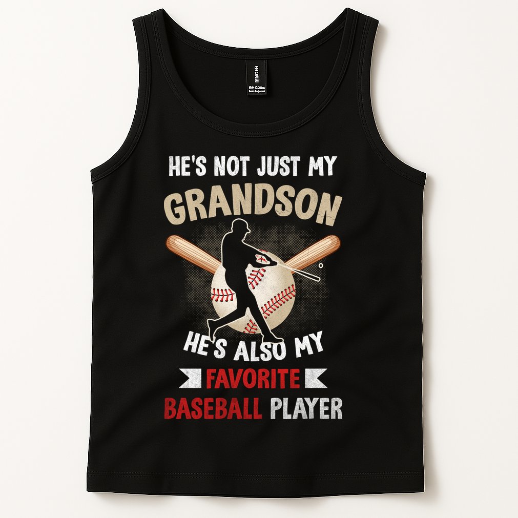 Funny Baseball Grandpa Grandson My Favorite Baseball Player Tank Top