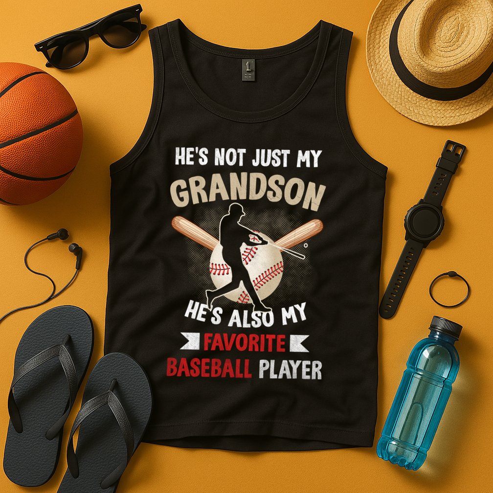 Funny Baseball Grandpa Grandson My Favorite Baseball Player Tank Top