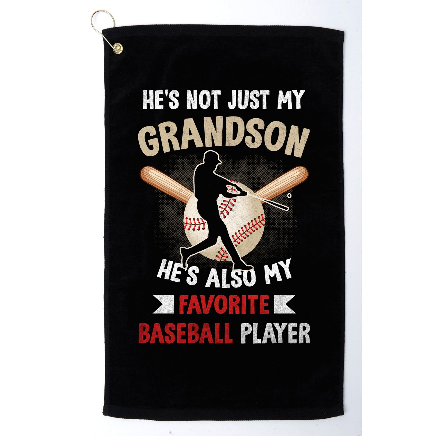 Funny Baseball Grandpa Grandson My Favorite Baseball Player Golf Towel
