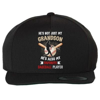 Funny Baseball Grandpa Grandson My Favorite Baseball Player Wool Snapback Cap