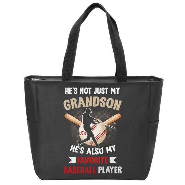 Funny Baseball Grandpa Grandson My Favorite Baseball Player Zip Tote Bag