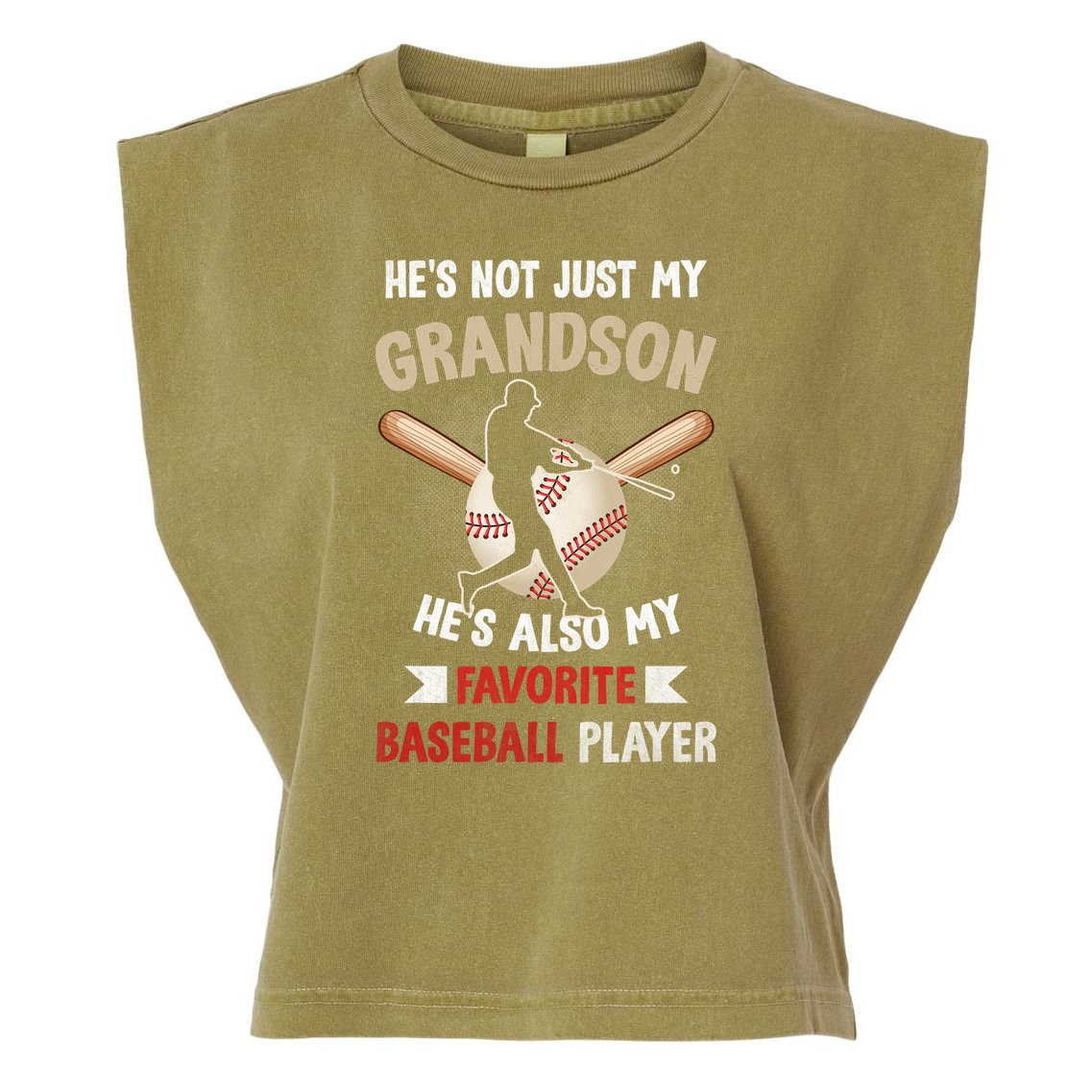 Funny Baseball Grandpa Grandson My Favorite Baseball Player Garment-Dyed Women's Muscle Tee