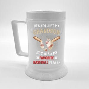 Funny Baseball Grandpa Grandson My Favorite Baseball Player Beer Stein