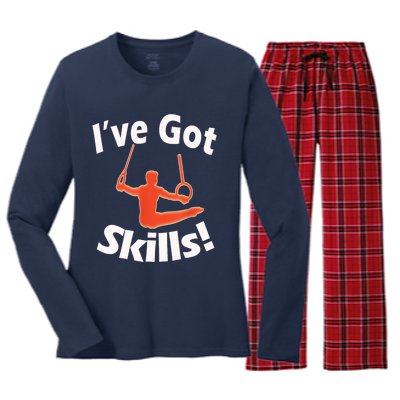 Funny Boys Gymnastics I've Got Skills Gift T Women's Long Sleeve Flannel Pajama Set 