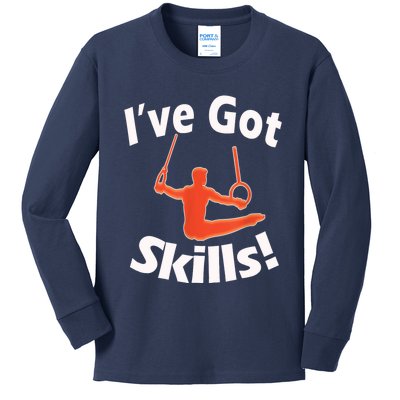 Funny Boys Gymnastics I've Got Skills Gift T Kids Long Sleeve Shirt