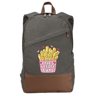 Fries Before Guys Teenage Girl Dating Valentine Day Cotton Canvas Backpack