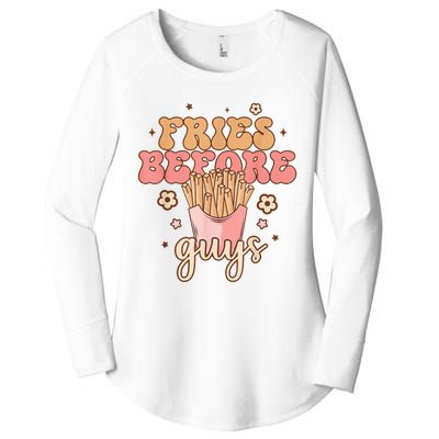 Fries Before Guys Funny Valentine's Day Retro Holiday Women's Perfect Tri Tunic Long Sleeve Shirt