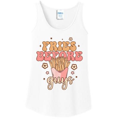 Fries Before Guys Funny Valentine's Day Retro Holiday Ladies Essential Tank