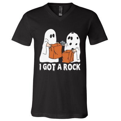 Funny Boo Ghost Scary I Got A Rock Halloween V-Neck T-Shirt