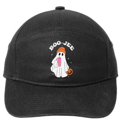 Funny Boojee Ghost Cute Boo Scary Halloween Spooky Pumpkin 7-Panel Snapback Hat