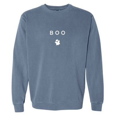 Funny Boo Ghost Halloween Subtle Minimal Fall Funny Trick Treat Gift Garment-Dyed Sweatshirt