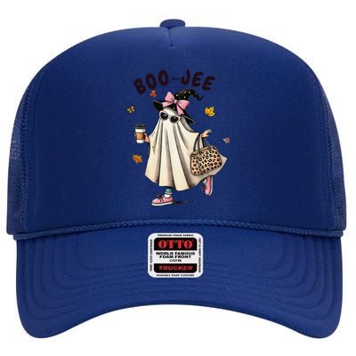 Funny Boojee Ghost Halloween Boo Jee Ghost Spooky Season Gift High Crown Mesh Back Trucker Hat