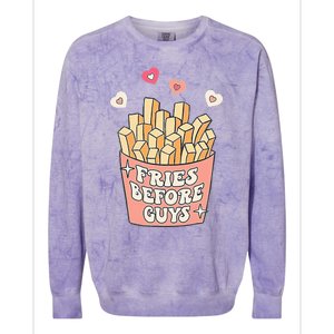 Fries Before Guys Cute Valentines Day Valentine Teen Girl Colorblast Crewneck Sweatshirt