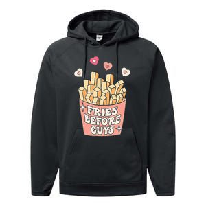 Fries Before Guys Cute Valentines Day Valentine Teen Girl Performance Fleece Hoodie