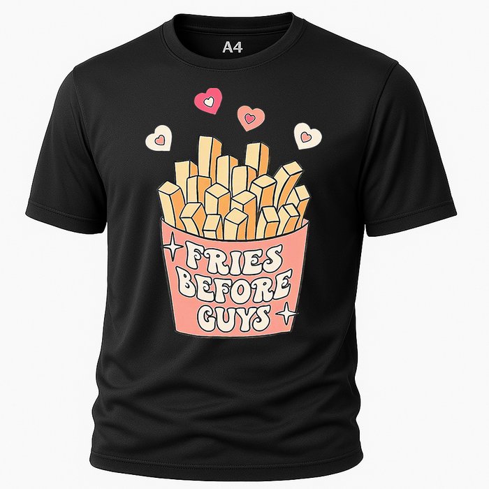 Fries Before Guys Cute Valentines Day Valentine Teen Girl Cooling Performance Crew T-Shirt