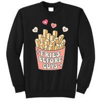 Fries Before Guys Cute Valentines Day Valentine Teen Girl Tall Sweatshirt