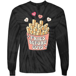 Fries Before Guys Cute Valentines Day Valentine Teen Girl Tie-Dye Long Sleeve Shirt