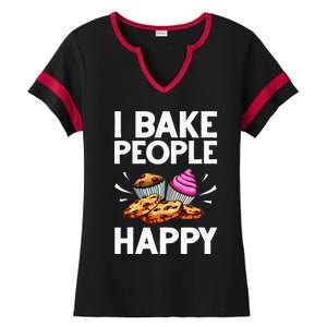 Funny Baker Gift For Women Food Cake Baking Pastry Chef Ladies Halftime Notch Neck Tee