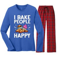 Funny Baker Gift For Women Food Cake Baking Pastry Chef Women's Long Sleeve Flannel Pajama Set 