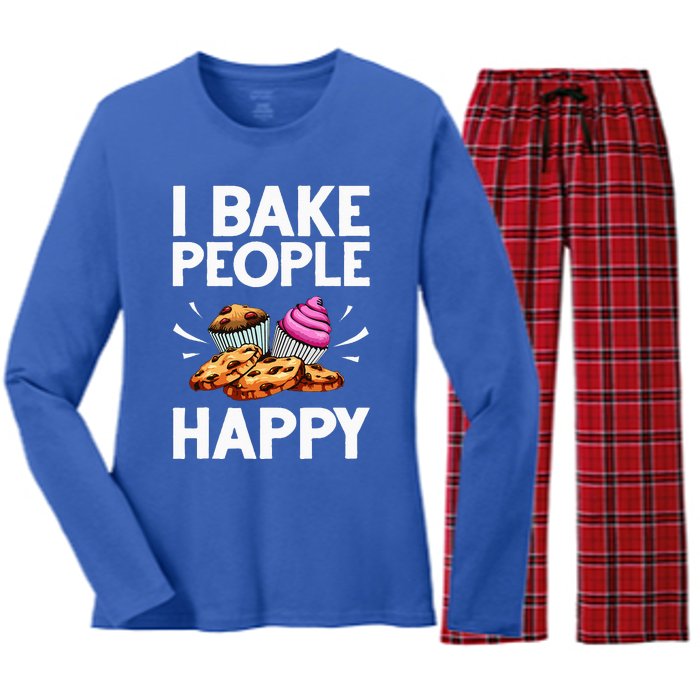 Funny Baker Gift For Women Food Cake Baking Pastry Chef Women's Long Sleeve Flannel Pajama Set 