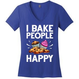 Funny Baker Gift For Women Food Cake Baking Pastry Chef Women's V-Neck T-Shirt