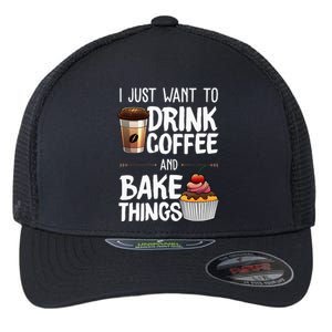 Funny Baking Gift For Men Women Baker Drinking Coffee Lover Flexfit Unipanel Trucker Cap