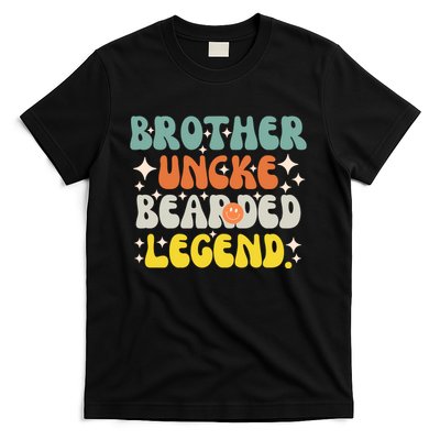Funny Bearded Gift Brother Uncle Beard Legend Vintage Groovy Gift T-Shirt