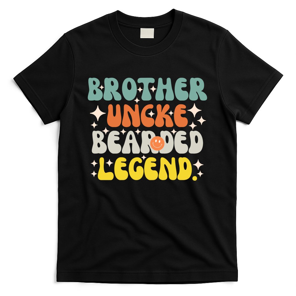 Funny Bearded Gift Brother Uncle Beard Legend Vintage Groovy Gift T-Shirt