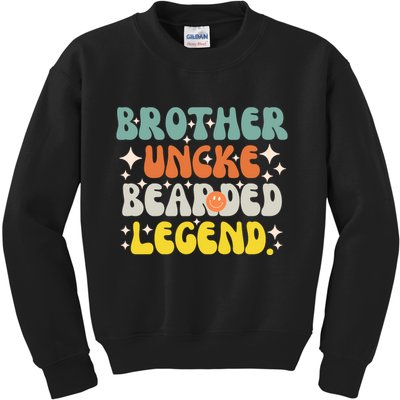 Funny Bearded Gift Brother Uncle Beard Legend Vintage Groovy Gift Kids Sweatshirt