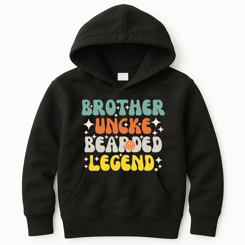 Funny Bearded Gift Brother Uncle Beard Legend Vintage Groovy Gift Kids Hoodie