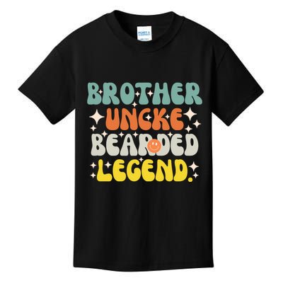 Funny Bearded Gift Brother Uncle Beard Legend Vintage Groovy Gift Kids T-Shirt