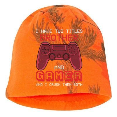 Funny Brother Gamer Quotes Funny Video Gamer Kati - Camo Knit Beanie