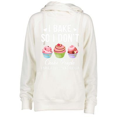 Funny Baking Gift I Bake So Funny I Don't Choke People Gift Womens Funnel Neck Pullover Hood