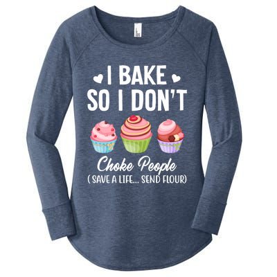 Funny Baking Gift I Bake So Funny I Don't Choke People Gift Women's Perfect Tri Tunic Long Sleeve Shirt