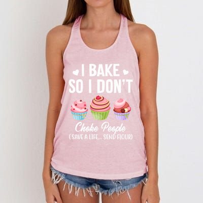 Funny Baking Gift I Bake So Funny I Don't Choke People Gift Women's Knotted Racerback Tank